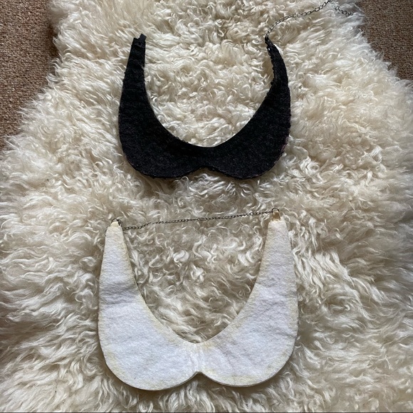 White Simulated Pearl Clear Crystal Felt Peter Pan Collar Necklace - Picture 2 of 7